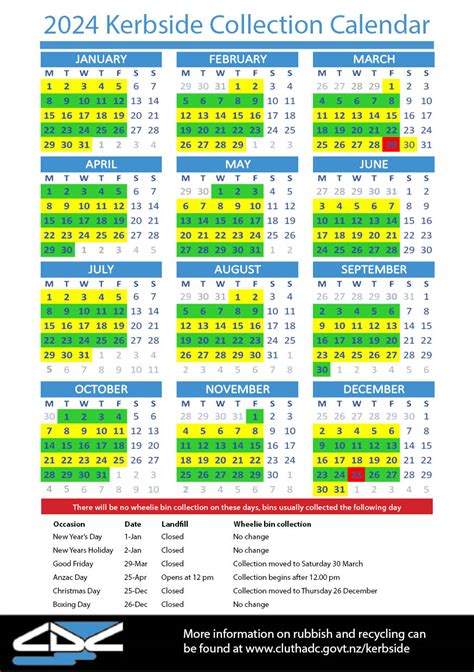 2024 kerbside Collection Calendar .